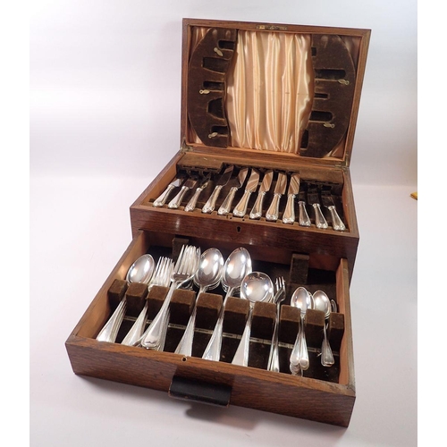 264 - A comprehensive silver plated cutlery set - six place settings but one fish fork deficient