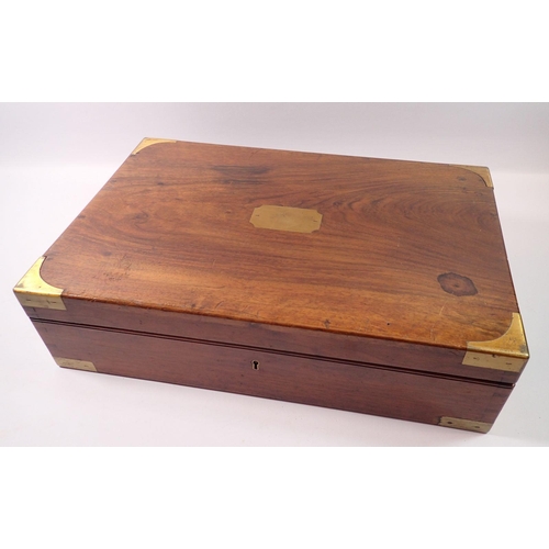 266 - A 19th century brass bound walnut cutlery box, 48cm wide