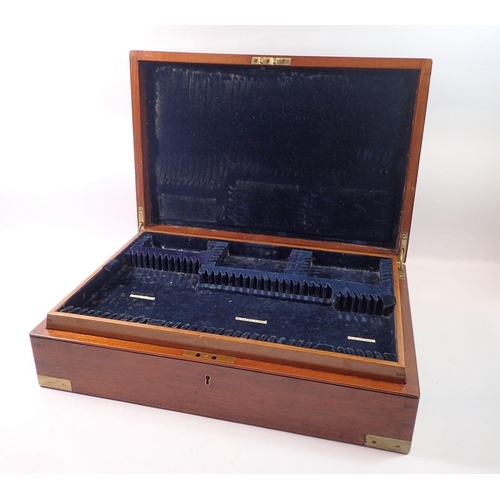 266 - A 19th century brass bound walnut cutlery box, 48cm wide