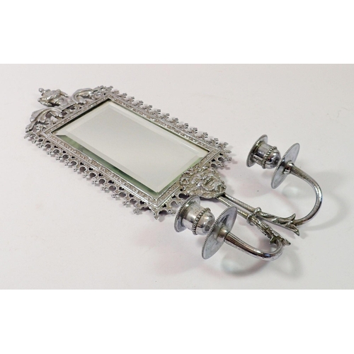 269 - A silver plated girandole mirror with urn surmount, 41 x 18cm