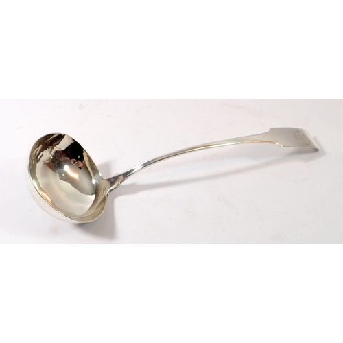 284 - An Irish George III silver military ladle engraved 6th Gn Bn, retailed by Rooke, 36cm, Dublin 1811 b... 