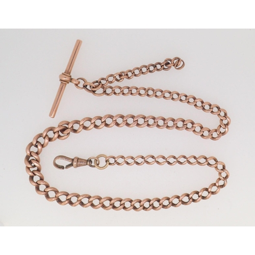 418 - A 9 carat rose gold fob chain, 28g