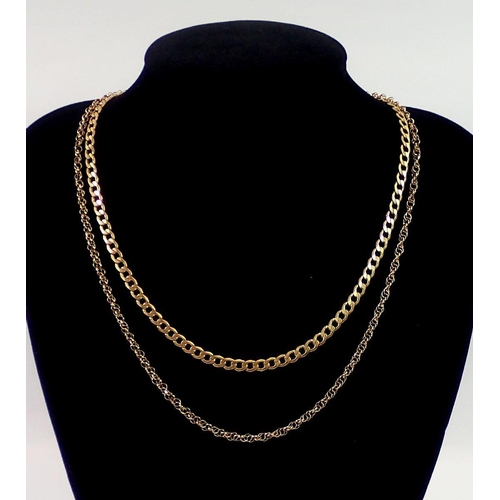 428 - Two 9 carat gold necklaces, 12g, 46 & 50cm long