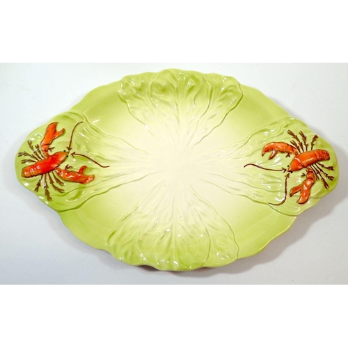 43 - A Carlton Ware vintage seafood serving set with lobster decoration including oyster plate and eight ... 