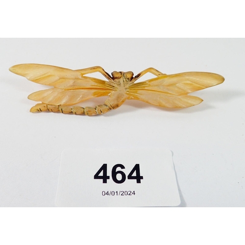 464 - A French Art Nouveau horn dragonfly brooch, 8.1cm