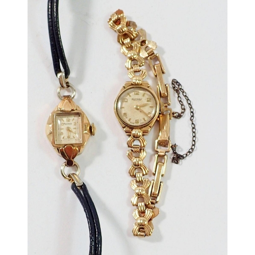 528 - Two 9 carat gold Rotary ladies wrist watches, one with 9 ct gold strap, weight for gold strap watch ... 