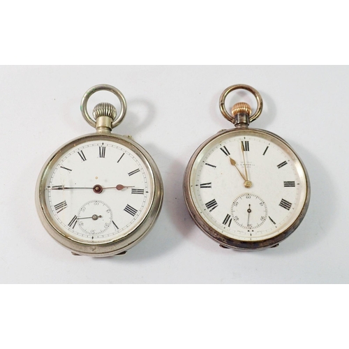 532 - A silver pocket watch and a silver plated one