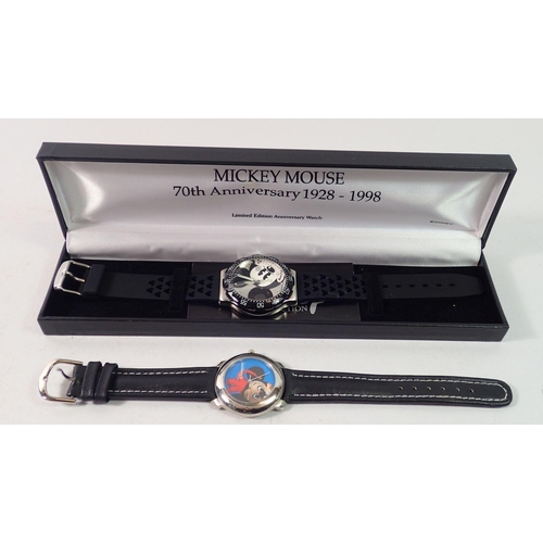 538 - A Mickey Mouse 70th Anniversary watch, boxed and another Mickey Mouse watch