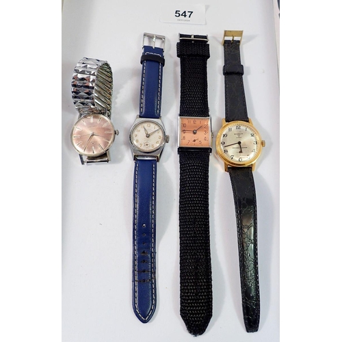 547 - A Seiko vintage gentleman's wrist watch, a Pierce waterproof watch, an Oris and one other