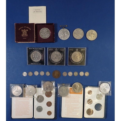 562 - A collection of 10 x silver threepence (pre 47) 12 x commemorative crowns including Festival of Brit... 