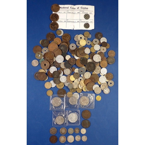 572 - A group of mostly 19th and 20th century British and European coins including French silver conent ap... 