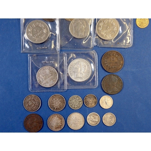 572 - A group of mostly 19th and 20th century British and European coins including French silver conent ap... 