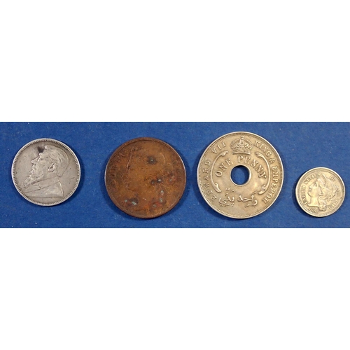 580 - A group of world coins including British Empire Victoria one cent straits settlements 1874, Edward V... 