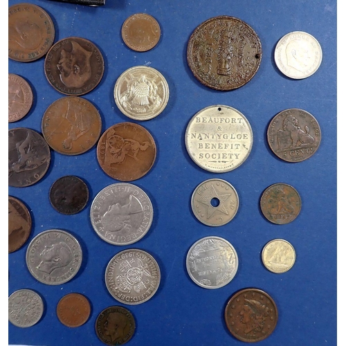 583 - A cash tin of British coins including silver content 46g, Victoria 1887 one shilling x 2, threepence... 