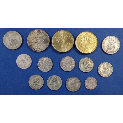 588 - A group of British and Eire coinage to include approx 46g silver content, florin, shilling, sixpence... 