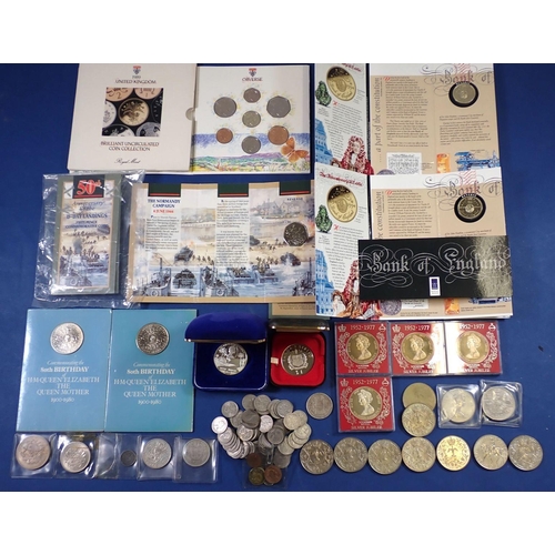 592 - A miscellaneous group of coins including silver proof Western Samoa one tala 1977, 30.7g cased, Roya... 