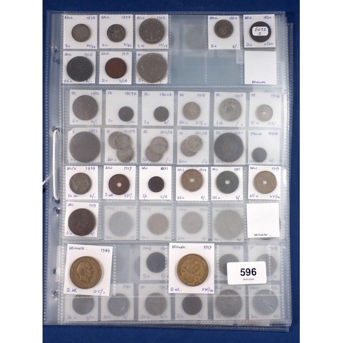 596 - A quantity of 19th and 20th century European coins including some silver content, Belgium, Denmark, ... 