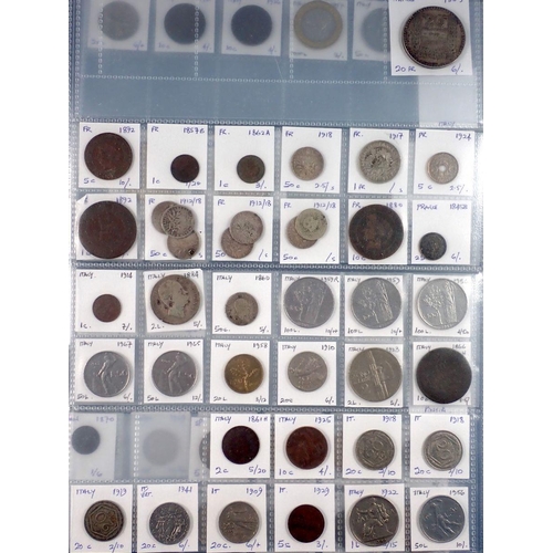 596 - A quantity of 19th and 20th century European coins including some silver content, Belgium, Denmark, ... 