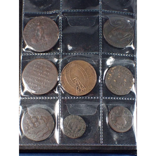 598 - A coin album - combination of mainly copper bronze world coins, tokens and medallions 17th, 18th, 19... 