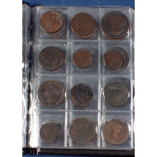 598 - A coin album - combination of mainly copper bronze world coins, tokens and medallions 17th, 18th, 19... 