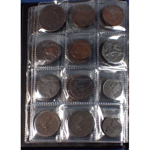 598 - A coin album - combination of mainly copper bronze world coins, tokens and medallions 17th, 18th, 19... 