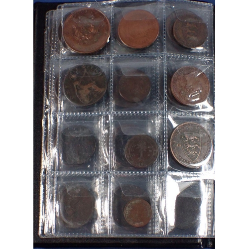 598 - A coin album - combination of mainly copper bronze world coins, tokens and medallions 17th, 18th, 19... 