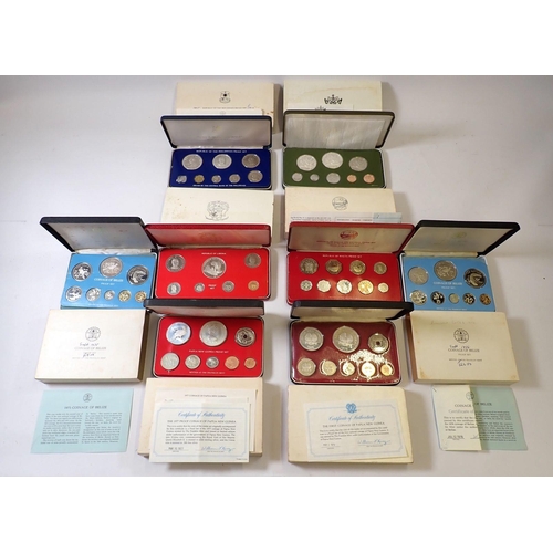 608 - Eight Franklin Mint proof coin sets including Belize 1975 and 1976, Republic of Liberia 196, Republi... 