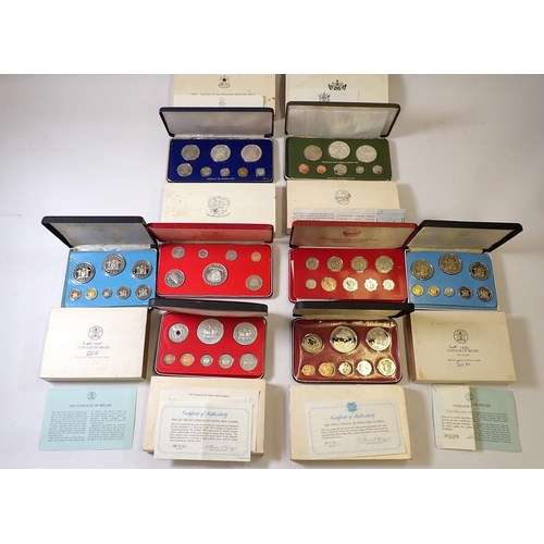 608 - Eight Franklin Mint proof coin sets including Belize 1975 and 1976, Republic of Liberia 196, Republi... 