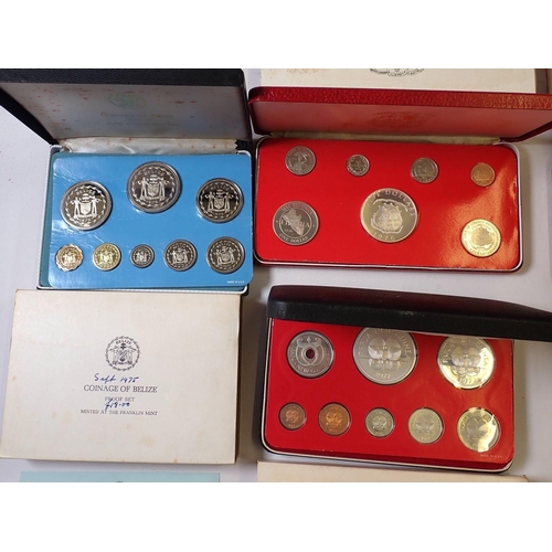 608 - Eight Franklin Mint proof coin sets including Belize 1975 and 1976, Republic of Liberia 196, Republi... 