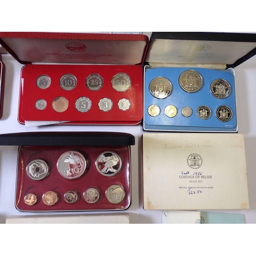 608 - Eight Franklin Mint proof coin sets including Belize 1975 and 1976, Republic of Liberia 196, Republi... 