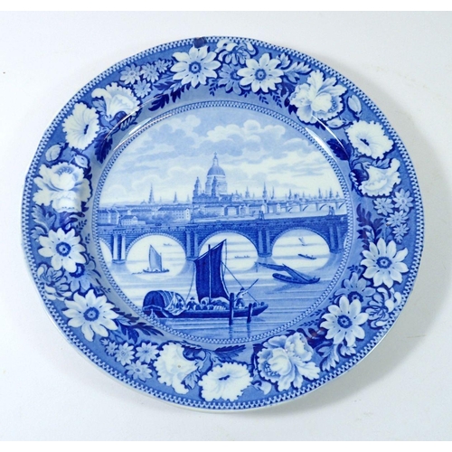 61 - An early 19th century blue and white Benjamin Godwin 'View of London' plate