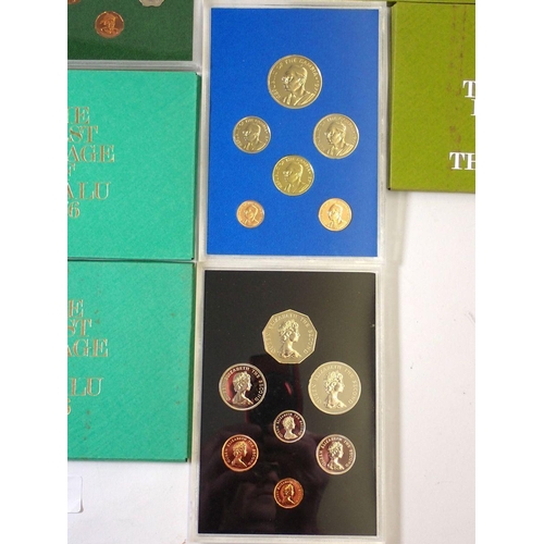 612 - Thirteen Commonwealth coin sets by Royal Mint including Tuvalu 1976 x 2, The Gambia 1971 x 2, Republ... 