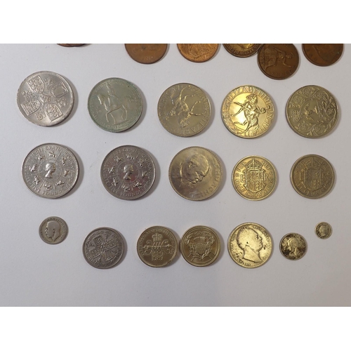 626 - A collection of pre decimal British coins including some silver content, William IV half crown 1836,... 