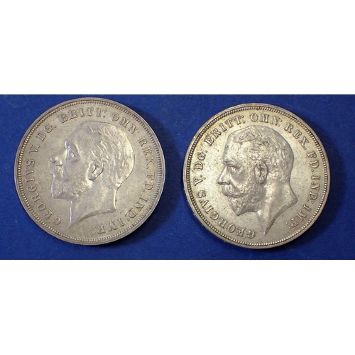 645 - Two George V 1935 silver crowns Cond: Fine - VF