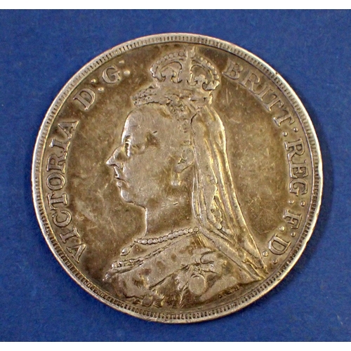 650 - Victoria silver crown, Jubilee bust 1889 Cond: Fine