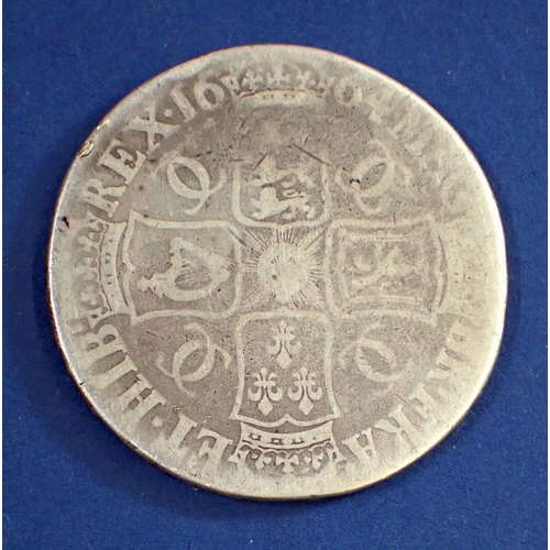 655 - A Charles II silver crown coin 1661, Cond: Fair