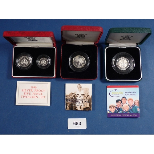 683 - Royal Mint Issues in presentation cases with certificates inc: Silver proofs of decimal coinage ie. ... 