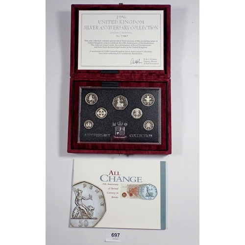 697 - A Royal Mint issue 1996 United Kingdom silver proof anniversary collection celebrating 25th annivers... 