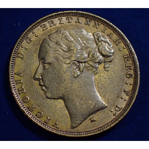 715 - A Victoria gold sovereign 1881 young head Melbourne mint - Cond: VF