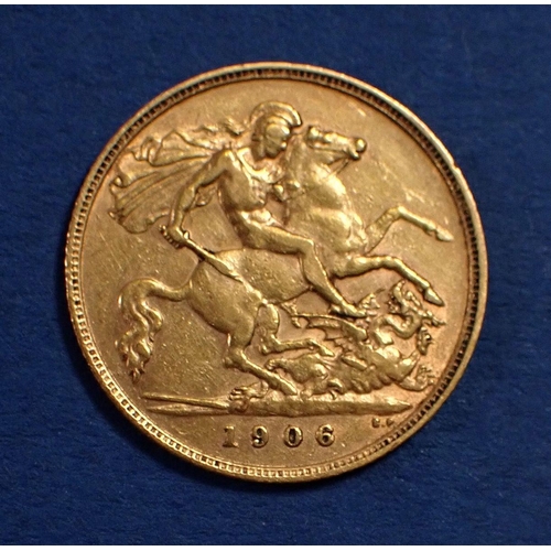 736 - An Edward VII gold half sovereign 1906