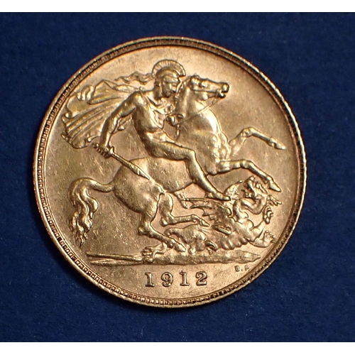 741 - A George V gold half sovereign 1912 Cond: VF