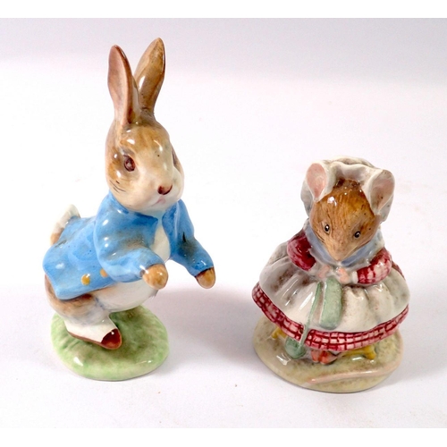 77 - A Beswick Beatrix Potter Peter Rabbit with gold backstamp and an Old Woman Who Lived in a Shoe 1983 ... 