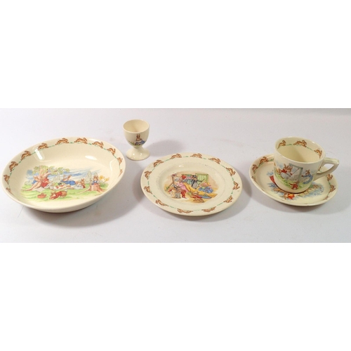 78 - A Doulton Bunnykins bowl, trio and egg cup