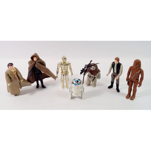 813 - A group of seven loose vintage Star Wars figures Kenner/Palotroy include Luke Skywalker with cape LF... 