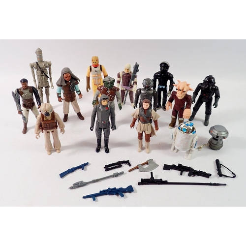 815 - A box of thirteen vintage Kenner/Palitoy Star Wars figures including Lando Calrission Skiff Guard wi... 