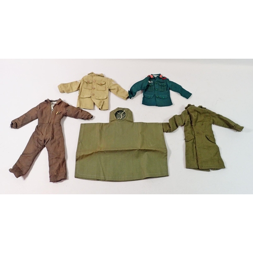 817 - A group of vintage Palitoy Action Man clothing and accessories inlcuding red and blue parkas, flight... 