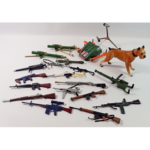 818 - A group of vintage Palitoy Action Man toys / accessories including a Turbo-Copter MK1XA, dog, multip... 