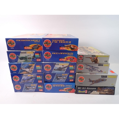 820 - A collection of Airfix model aircraft kits including a Saab Tunnan etc. mostly sealed (13) together ... 