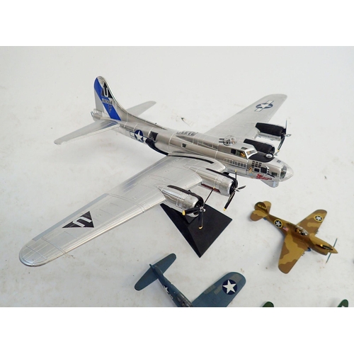 833 - Seven diecast Corgi military planes including a large B17, 44cm and a Matchbox diecast platinum edit... 