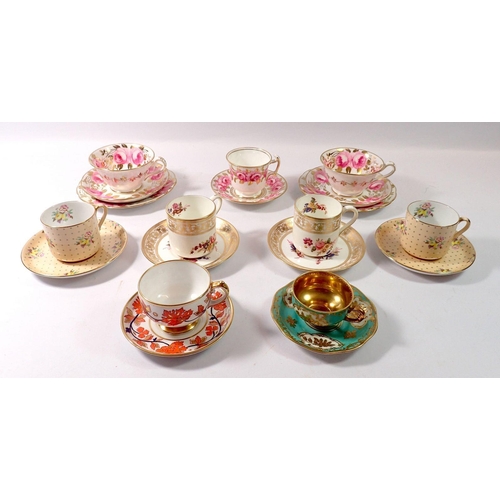 87 - A collection of cabinet teacups and coffee cans including Copeland Spode, Hammersley etc.